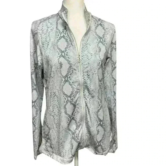 SOFIBELLA NWOT UV Feather Womens Anaconda Print Full Zip Tennis Jacket Size M - Picture 4 of 9